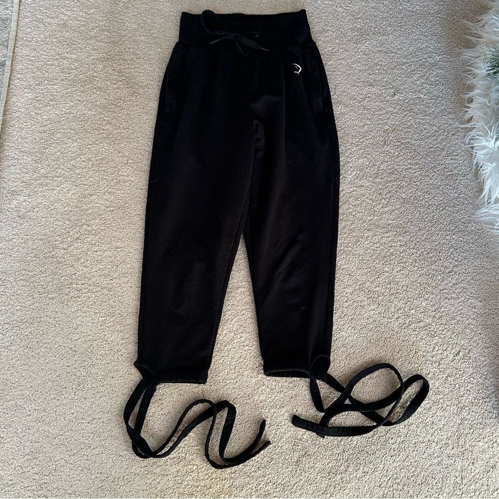 Gymshark black cropped jogger wrap ballet style pants